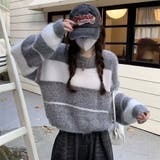 ランダムボーダーモヘアニットトップス 秋 冬 | Alvia | 詳細画像5