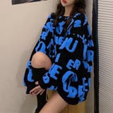 ブルー | 立体アルファベットロゴニットトップス 秋 冬 | Alvia