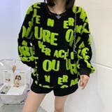 グリーン | 立体アルファベットロゴニットトップス 秋 冬 | Alvia