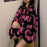 ピンク | 立体アルファベットロゴニットトップス 秋 冬 | Alvia
