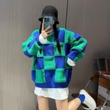配色チェック柄ニットトップス 秋 冬 | Alvia | 詳細画像5