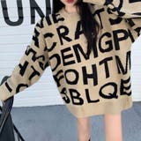 ランダムアルファベットロゴニットトップス 秋 冬 | Alvia | 詳細画像1