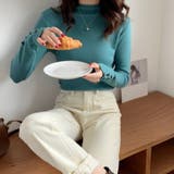 ボートネックカフス釦ニットトップス 秋 冬 | Alvia | 詳細画像2