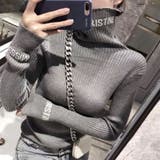 グレー | アルファベットタートルニットトップス 秋 冬 | Alvia