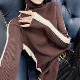サイド配色切り替えタートルニットトップス 秋 冬 | Alvia | 詳細画像12