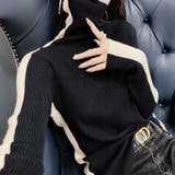サイド配色切り替えタートルニットトップス 秋 冬 | Alvia | 詳細画像6