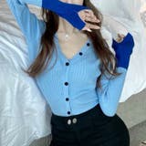 袖配色フロント釦リブトップス 春 夏 | Alvia | 詳細画像7