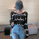 2WAYウェーブ柄透かしツイストトップス 春 夏 | Alvia | 詳細画像12 