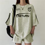 ライトグレー | RETURNプリントTシャツ×ショートパンツSET 春 夏 | Alvia