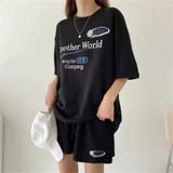 ブラック | RacingプリントTシャツ×ショートパンツSET 春 夏 | Alvia