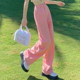 ピンク | ハイウエストワイドストレートカラーパンツ 韓国 パンツ | Alvia
