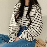 レトロオーバーサイズボーダーTシャツ | Alvia | 詳細画像1