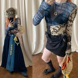 異素材ミックスシアートップス レイヤード風Y2Kスタイル 切り替えチュールトップス | Alvia | 詳細画像1