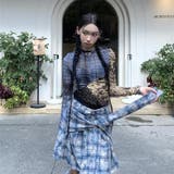 異素材ミックスシアートップス レイヤード風Y2Kスタイル 切り替えチュールトップス | Alvia | 詳細画像15