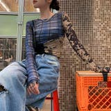 異素材ミックスシアートップス レイヤード風Y2Kスタイル 切り替えチュールトップス | Alvia | 詳細画像18