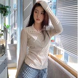 アイボリー | リブTシャツ レディース 長袖 | Alvia