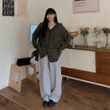 オーバーサイズ ボーダーニットカーディガン | Alvia | 詳細画像8