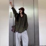 オーバーサイズ ボーダーニットカーディガン | Alvia | 詳細画像7