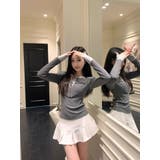 韓国風カジュアル配色ヘンリーネックTシャツトップス | Alvia | 詳細画像4