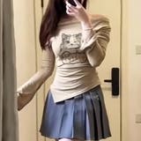 catプリント オフショルアシメ2WAYトップス | Alvia | 詳細画像5