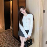 リボンブローチ付き シャギーショートニットカーディガン | Alvia | 詳細画像21 