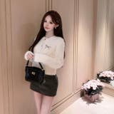 リボンブローチ付き シャギーショートニットカーディガン | Alvia | 詳細画像22 