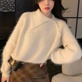 アシメネック×ボタンジャギーニット | Alvia | 詳細画像1 