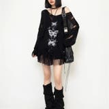 Vネックダメージ風バタフライプリント ニットトップス | Alvia | 詳細画像3