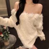 韓国風シャギーフェザー オフショル ニットトップス | Alvia | 詳細画像12
