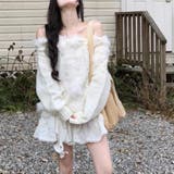韓国風シャギーフェザー オフショル ニットトップス | Alvia | 詳細画像3