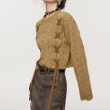 イエロー | レースアップ ショート丈ニットプルオーバー | Alvia