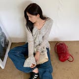 グレー | フリルリボンデザイン ニットプルオーバー | Alvia