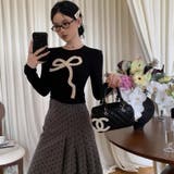 フリルリボンデザイン リブ長袖トップス | Alvia | 詳細画像6