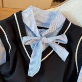 レイヤード風リボンタイストライプシャツ×ニットベスト トップス | Alvia | 詳細画像18