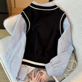 レイヤード風リボンタイストライプシャツ×ニットベスト トップス | Alvia | 詳細画像19