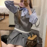 レイヤード風リボンタイストライプシャツ×ニットベスト トップス | Alvia | 詳細画像22