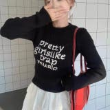 英字デザインロゴジャガード ショート丈 ニットトップス | Alvia | 詳細画像4