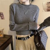 グレー | 着回し力抜群 ショート丈ニットトップス | Alvia