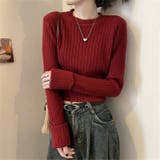 レッド | 着回し力抜群 ショート丈ニットトップス | Alvia