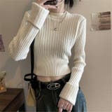 アイボリー | 着回し力抜群 ショート丈ニットトップス | Alvia