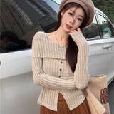 ベージュ | 2WAYリブニットトップス | Alvia