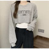 グレー | 刺繍ロゴ タンクトップショートTシャツ 2点セット | Alvia