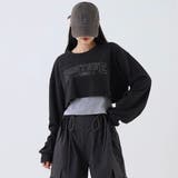 ブラック | 刺繍ロゴ タンクトップショートTシャツ 2点セット | Alvia