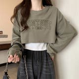 カーキ | 刺繍ロゴ タンクトップショートTシャツ 2点セット | Alvia