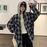 フード付きゆったりチェック柄シャツ | Alvia | 詳細画像15