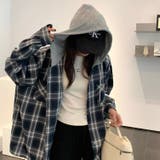 フード付きゆったりチェック柄シャツ | Alvia | 詳細画像18