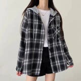 フード付きゆったりチェック柄シャツ | Alvia | 詳細画像2 