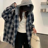 フード付きゆったりチェック柄シャツ | Alvia | 詳細画像3 