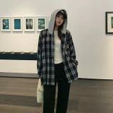 フード付きゆったりチェック柄シャツ | Alvia | 詳細画像5 