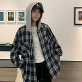 フード付きゆったりチェック柄シャツ | Alvia | 詳細画像5